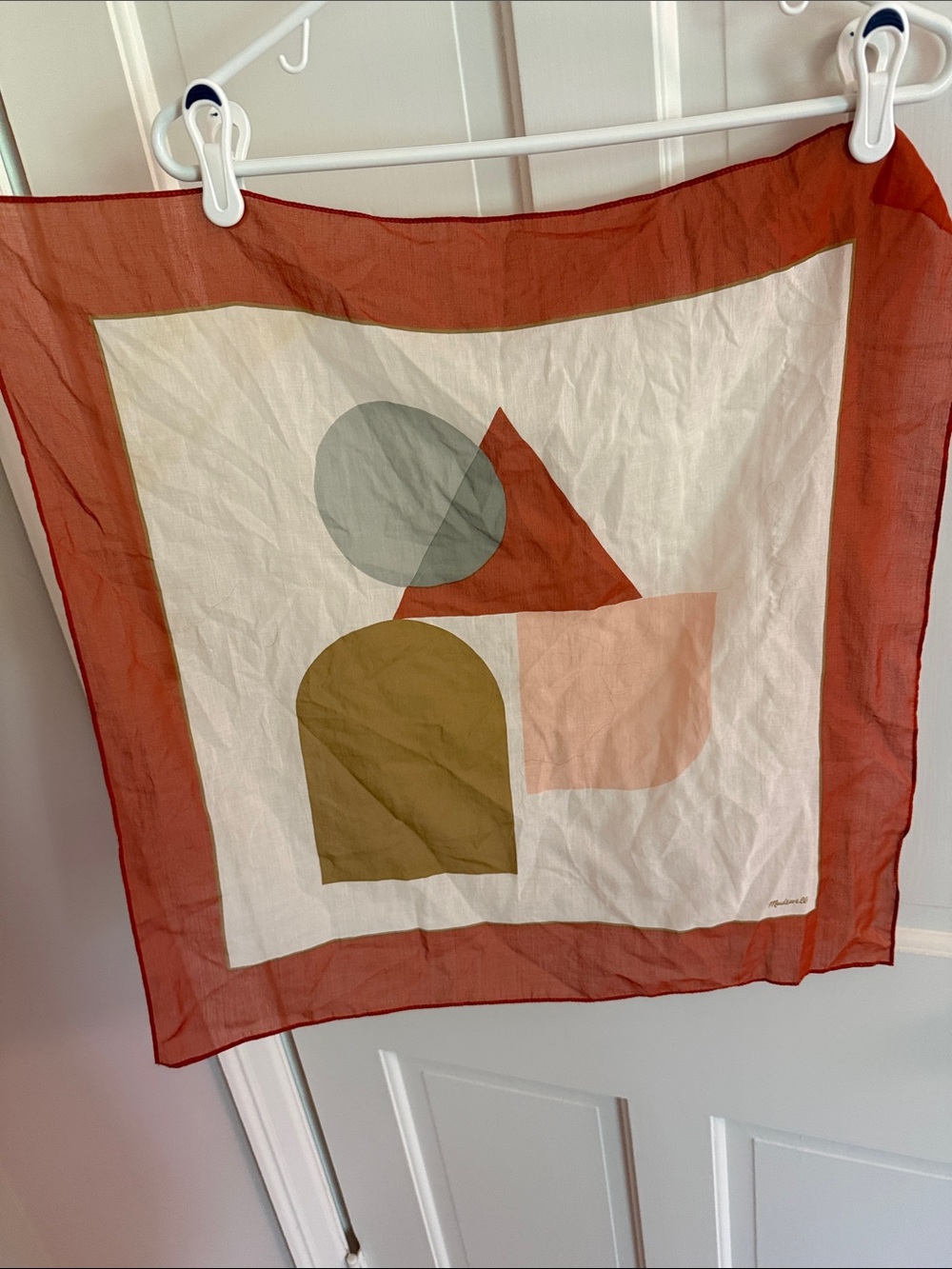 Madewell Geometric Print Lightweight Scarf in Rust and Neutral Tones